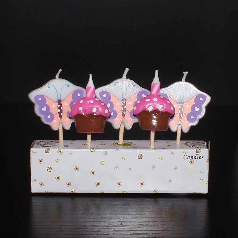 Ornerx Butterfly and Cake Themed Birthday Cake Candles Valentines Day